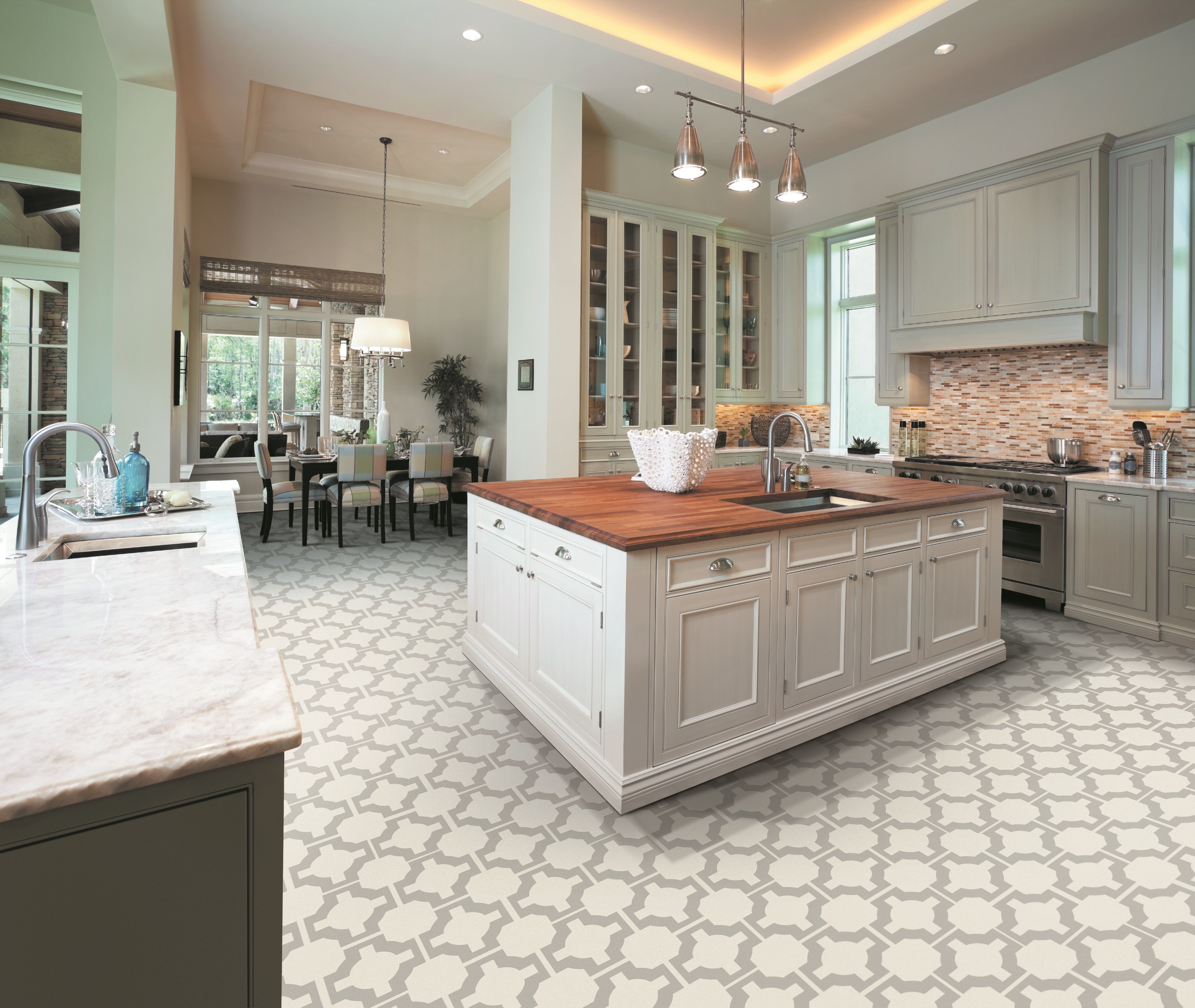 Kitchen with Vinyl flooring | Budget Flooring, Inc.